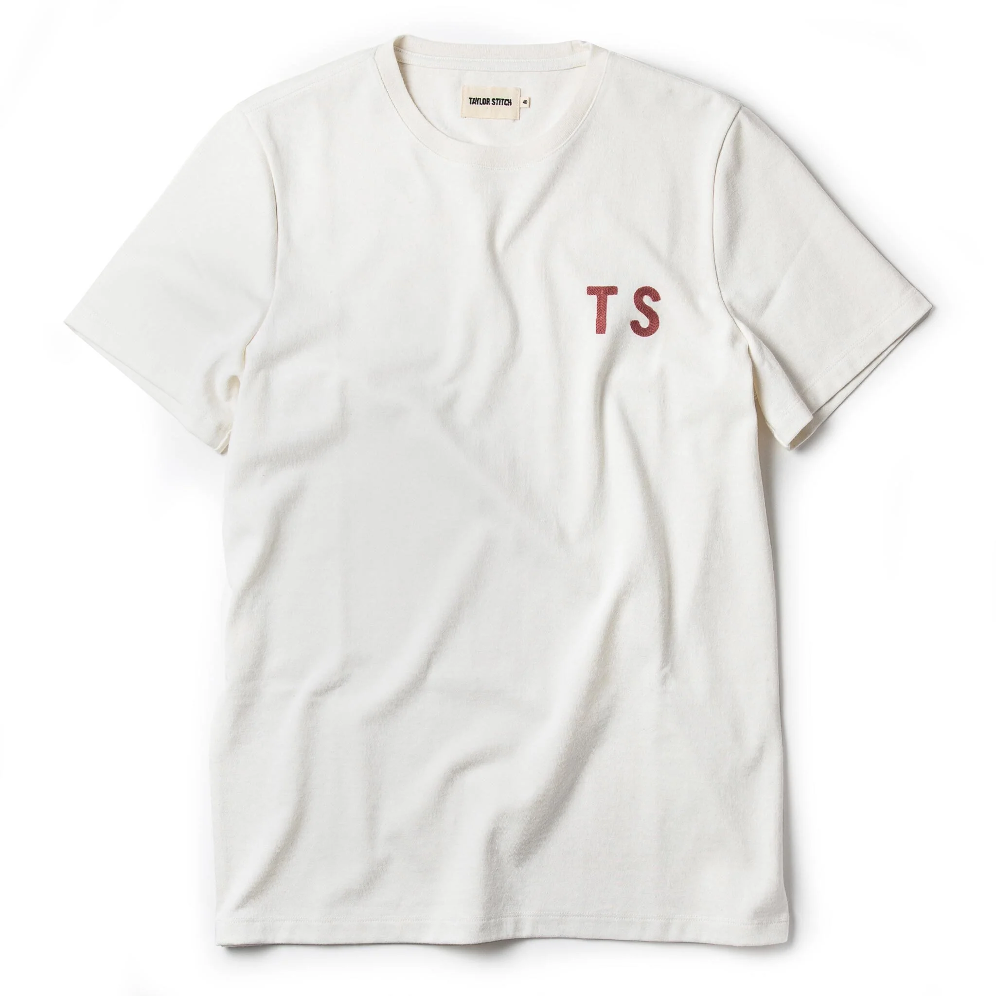 The Embroidered Heavy Bag Tee in Natural TS