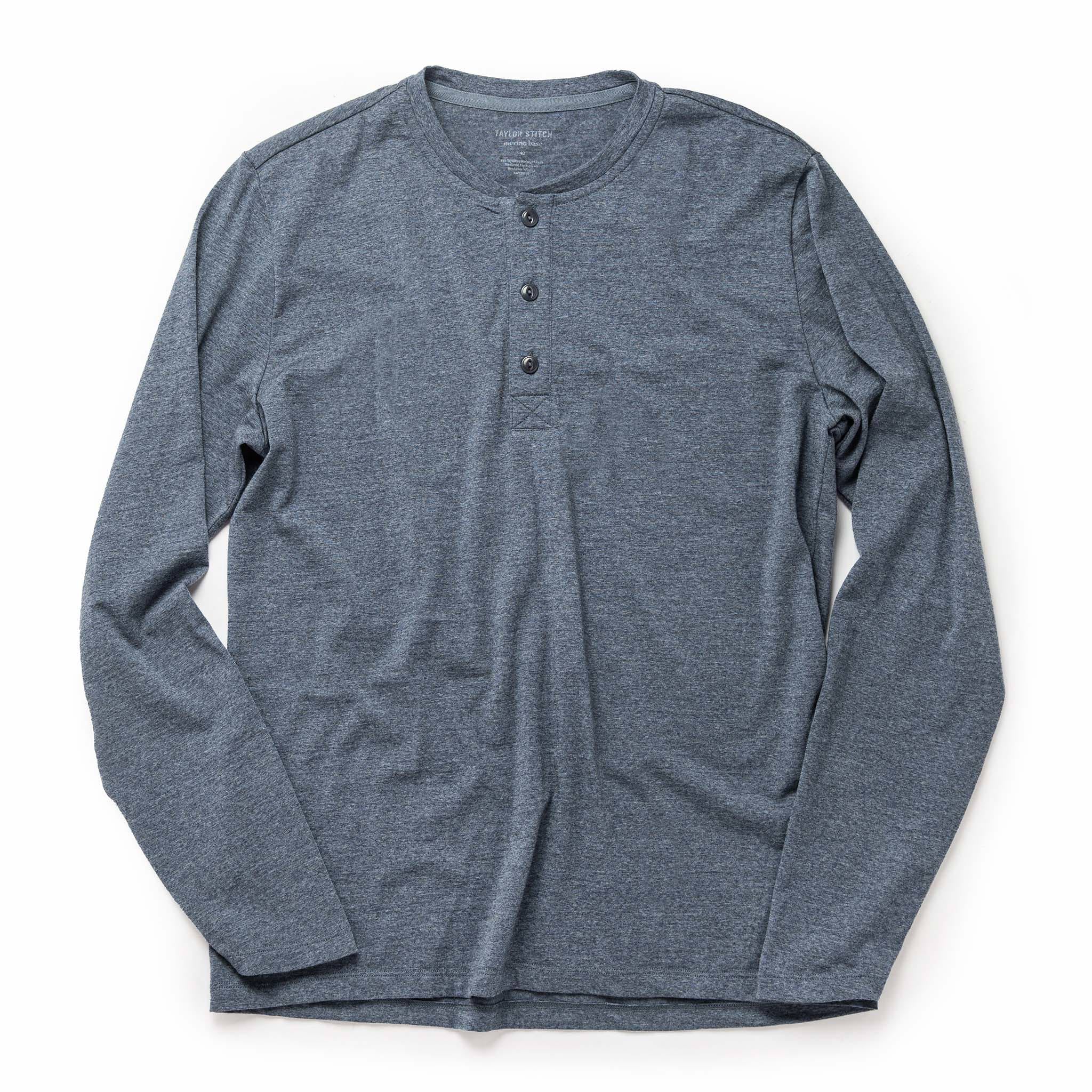The Merino Henley in Heather Blue