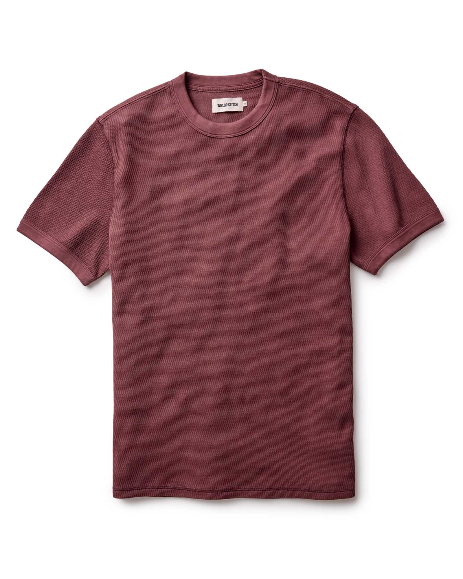 The Organic Cotton Short Sleeve Crew in Burgundy Waffle