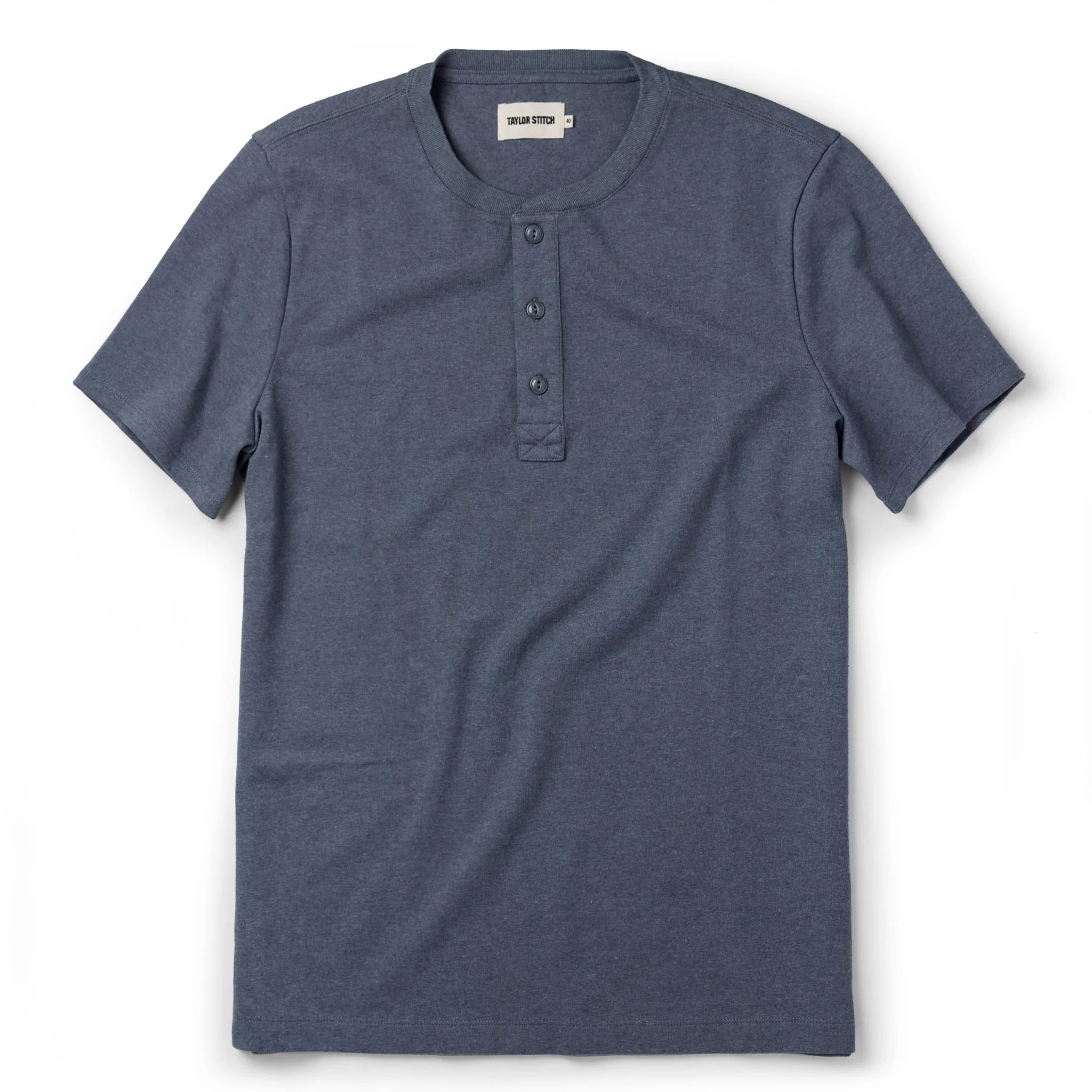 The Short Sleeve Heavy Bag Henley in Atlantic Blue