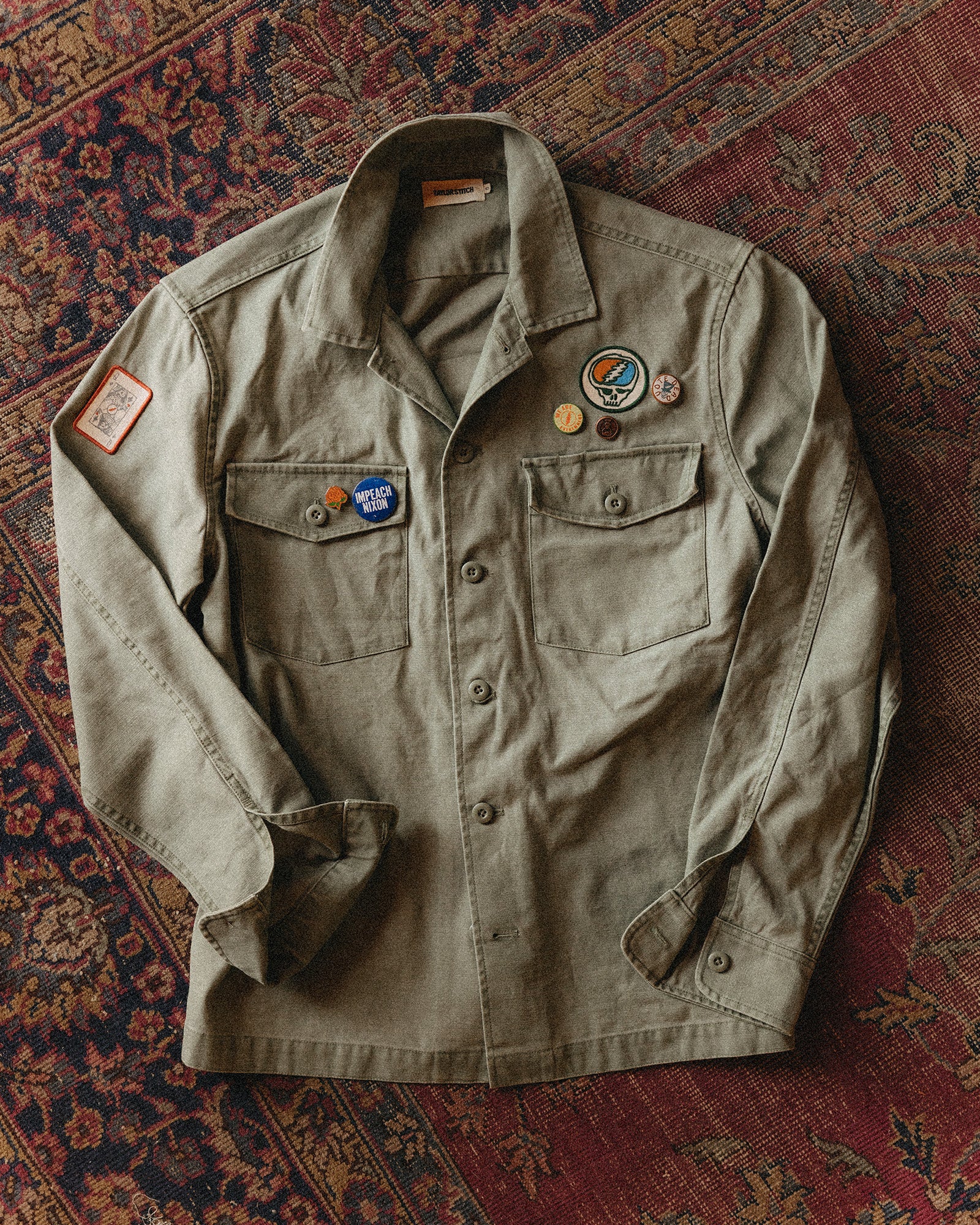 The Surplus Shirt in Field Olive Reverse Sateen - Image 2