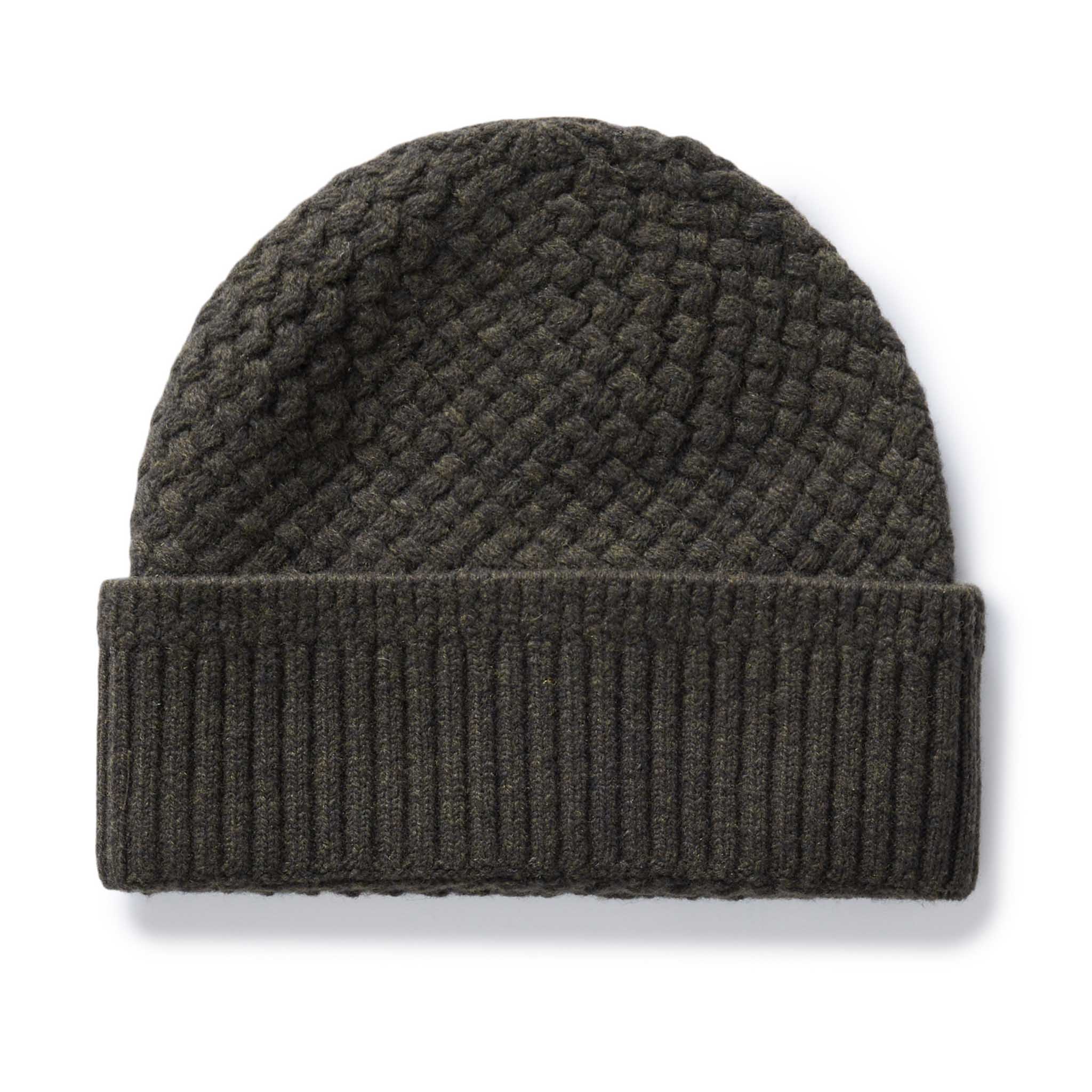 The Textured Knit Beanie in Heather Loden Merino