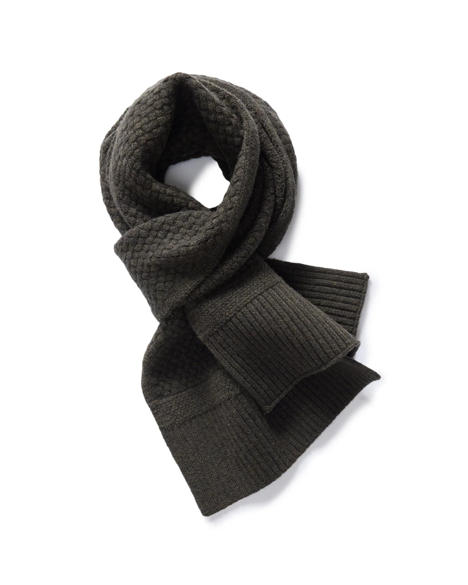 The Textured Knit Scarf in Heather Loden Merino