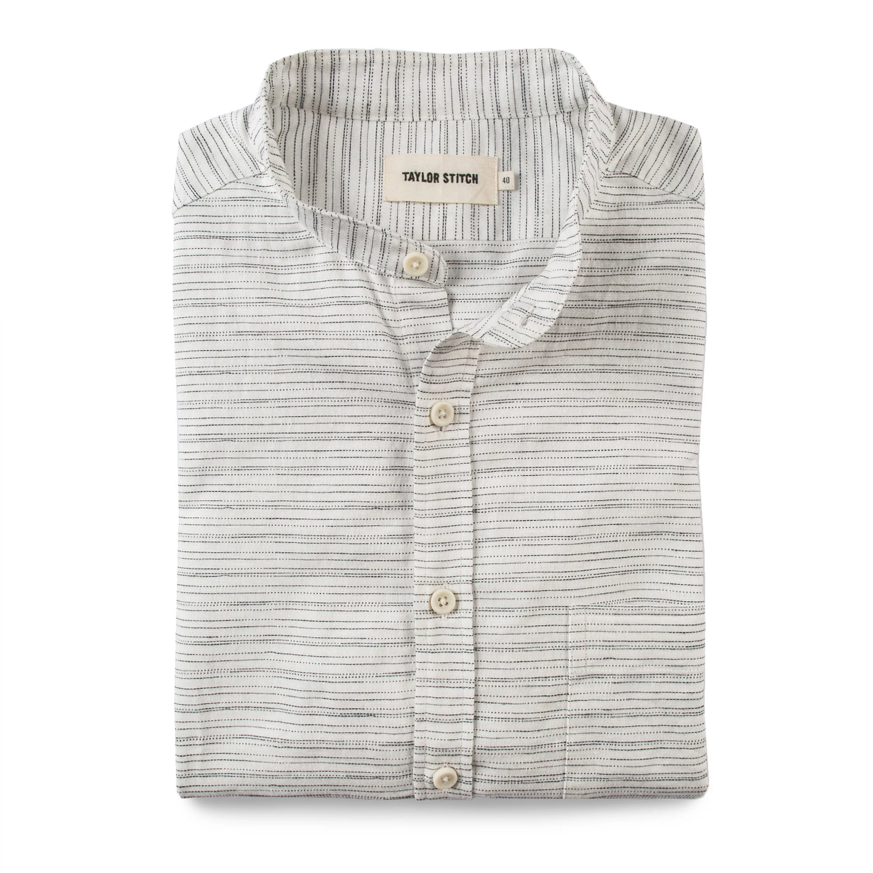 The Bandit in White & Navy Slub Stripe