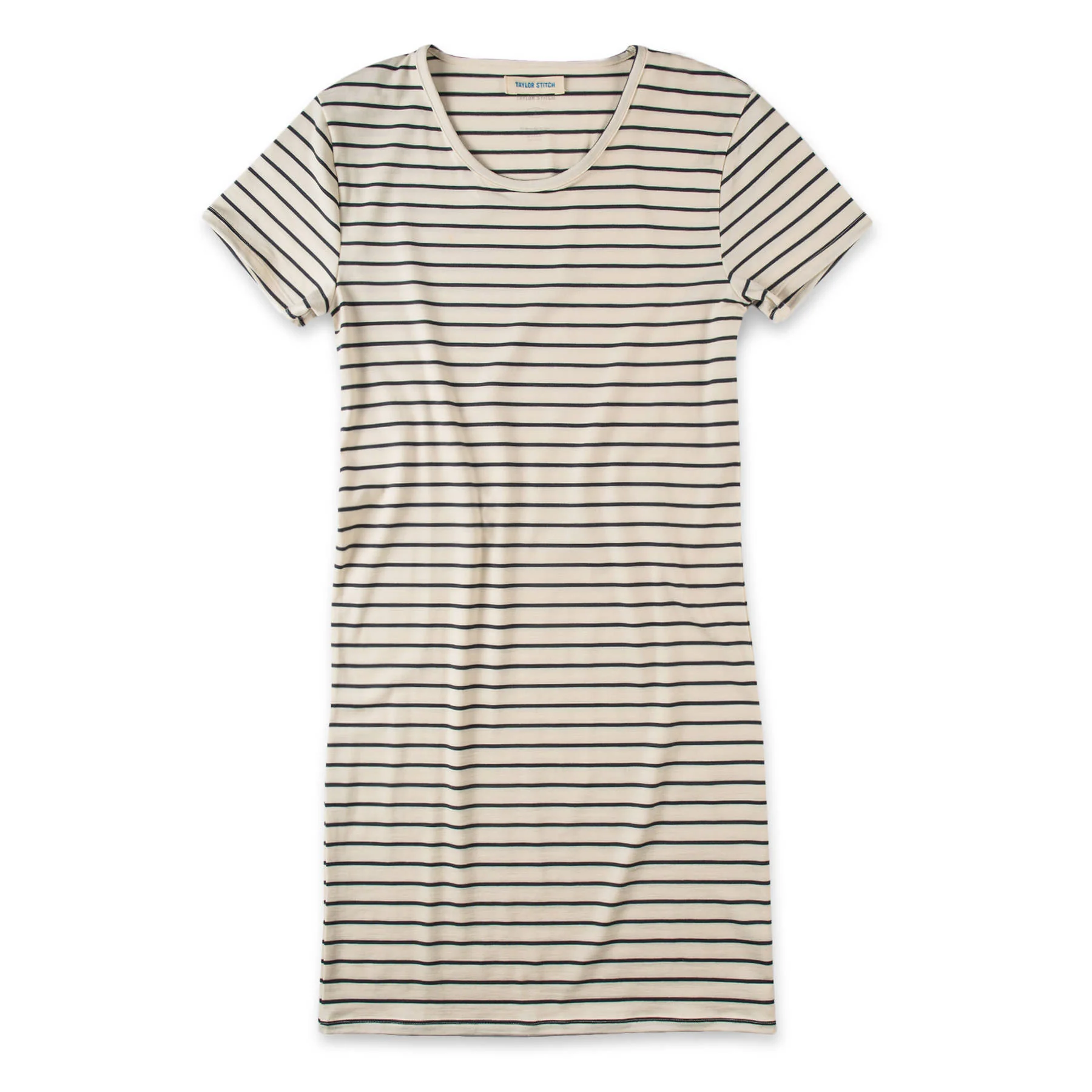 The Sausalito Dress in Navy Stripe Mercerized Merino